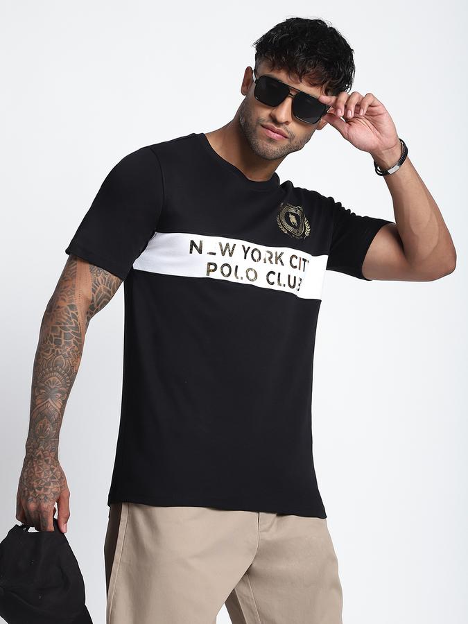 R&B Men's Black Printed T-Shirt