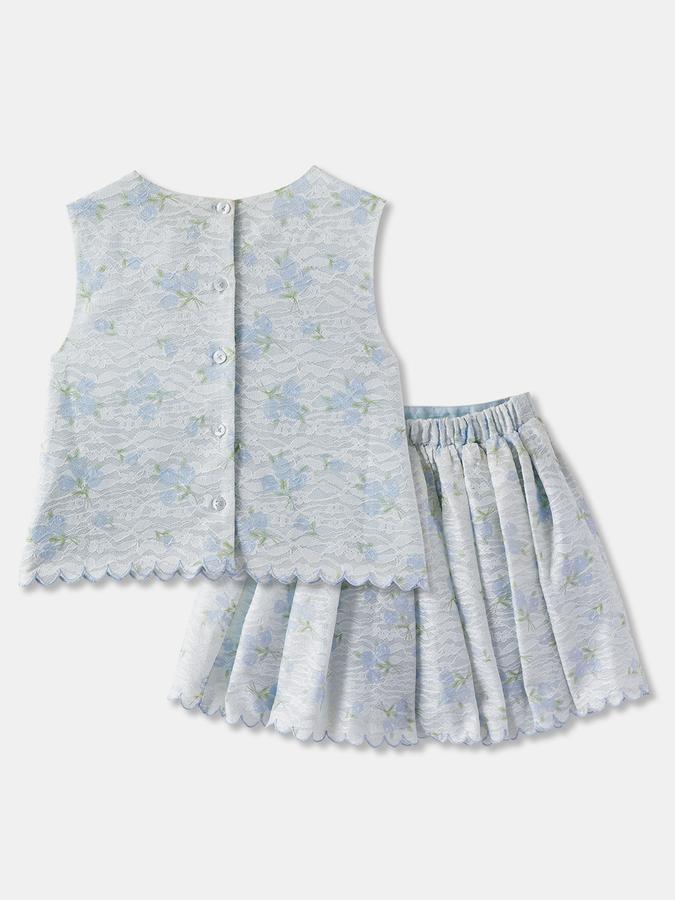 R&B Girls' Light Blue Printed Co-ord Set