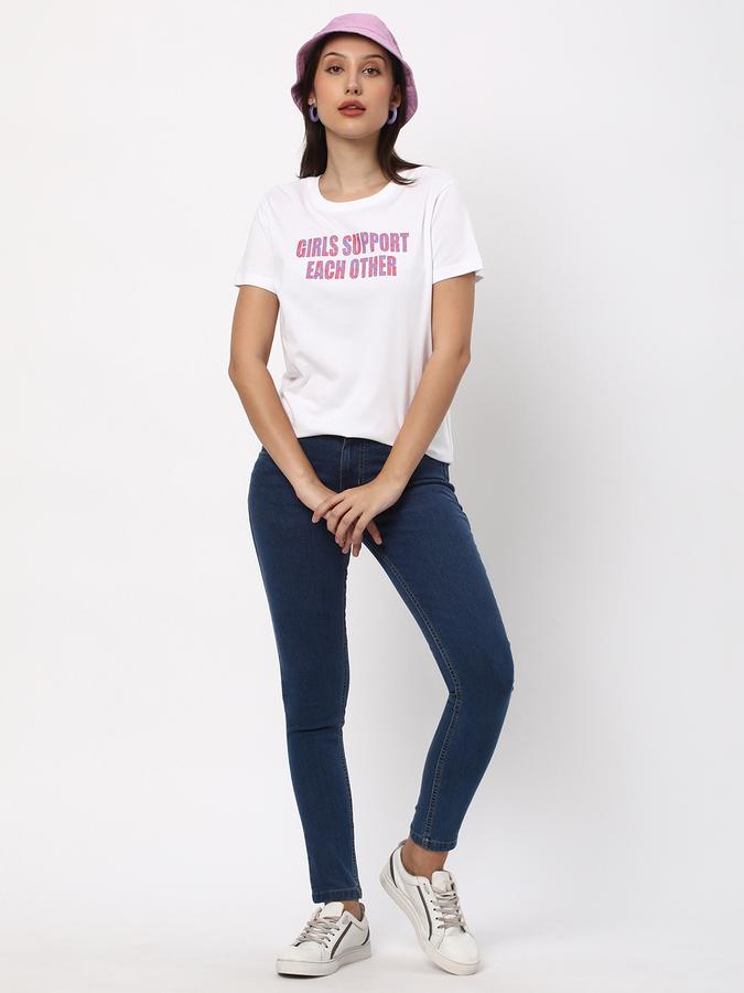 Women Cotton Regular Fit Round Neck Graphic T-shirt