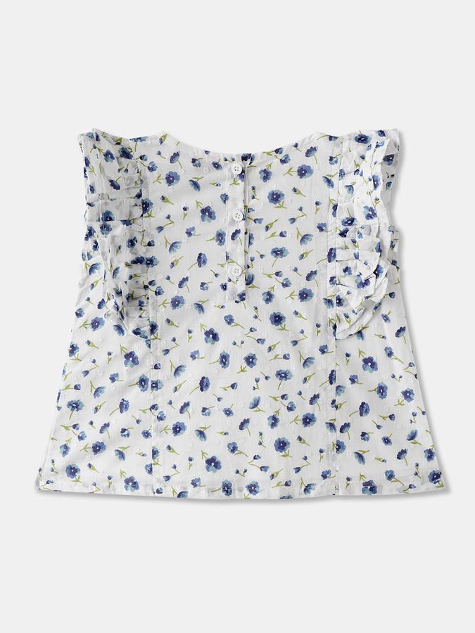 Girls Regular Fit Sleeveless Round Neck Floral Top