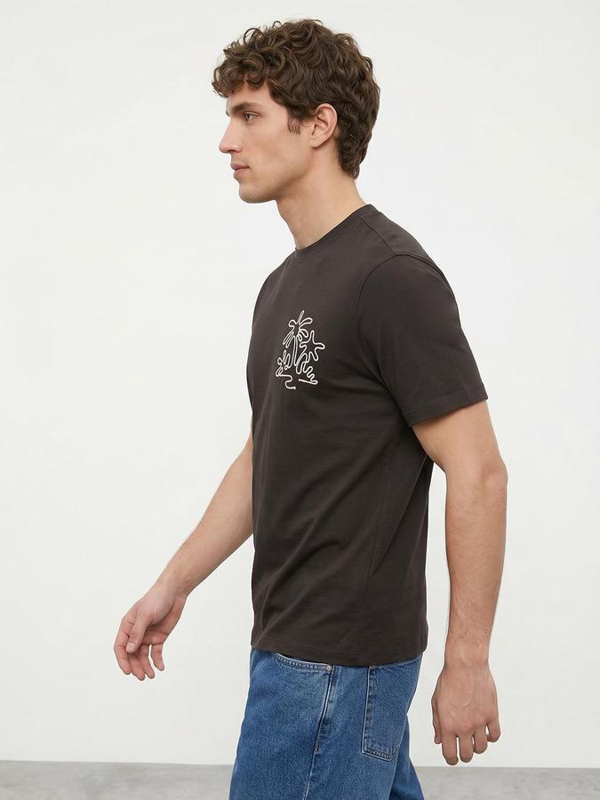 R&B Brown Men Printed Short Sleeves Tshirt
