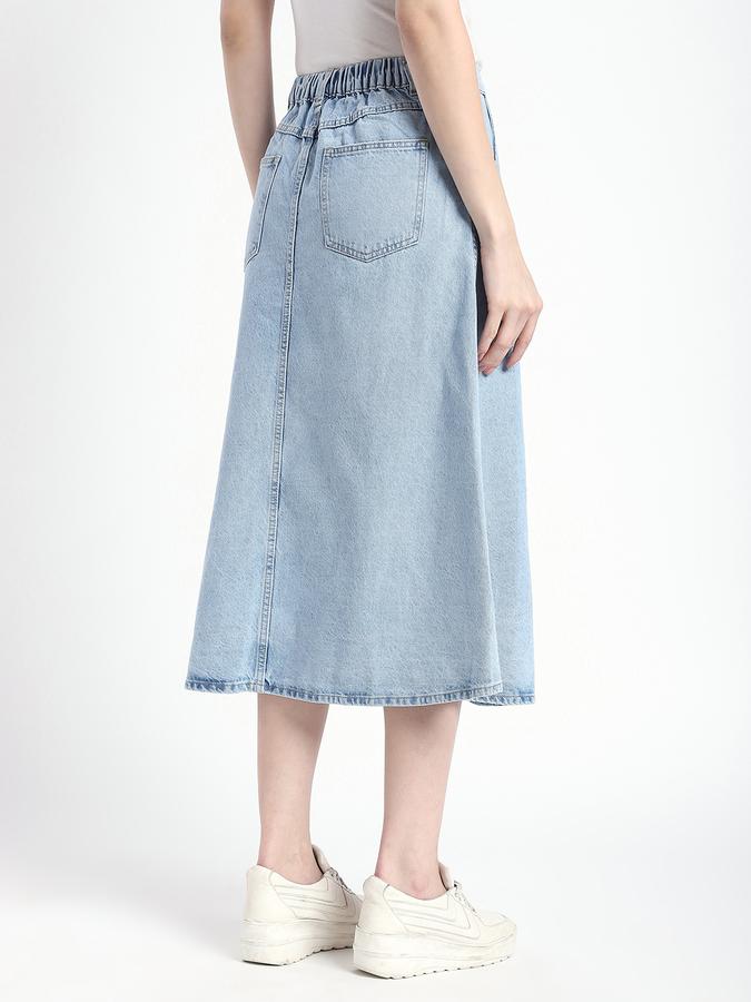 Women Denim Midi A-Line Skirt