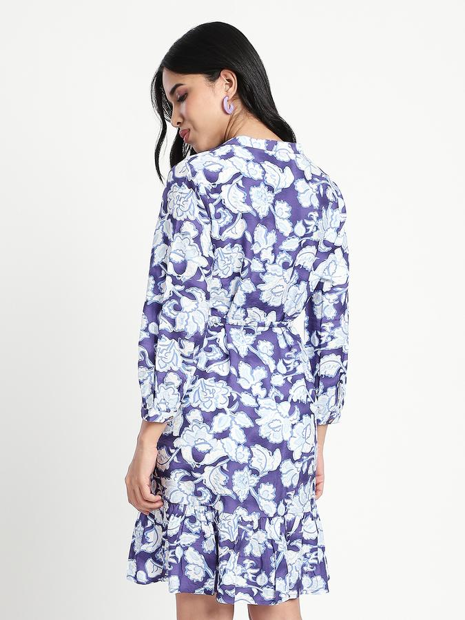 Women Polyester A-Line Above Knee Floral Dress