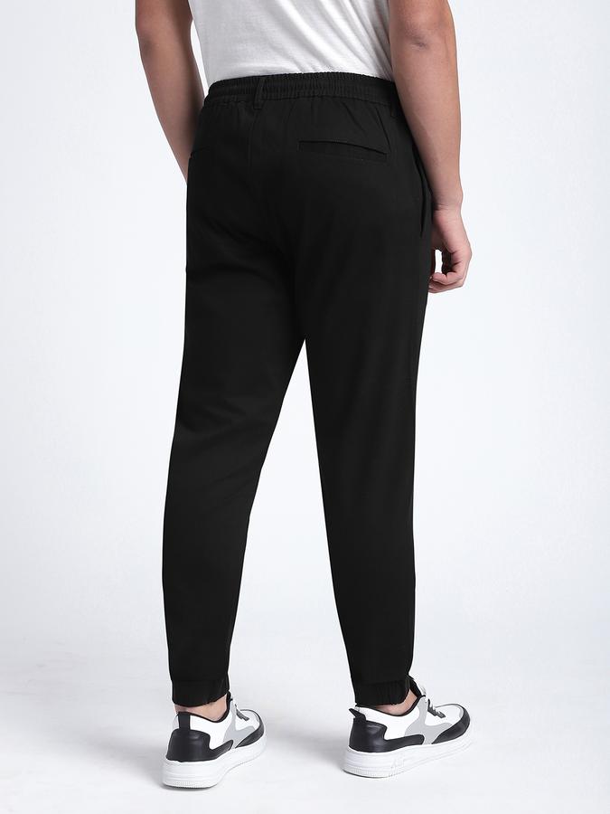 Men Cotton Blend Jogger Fit Drawstring Elastic Hem Pants