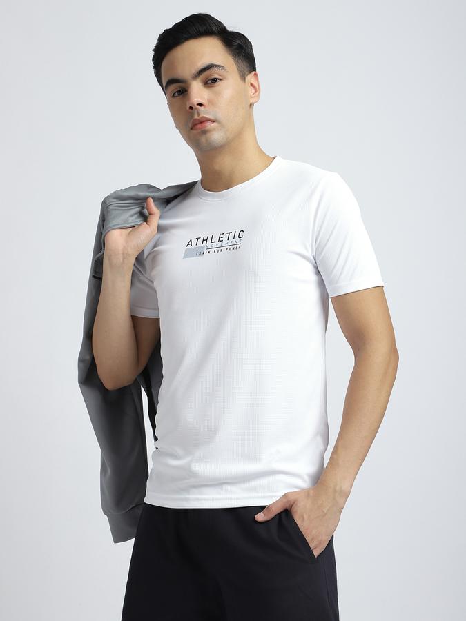 Men Polyester Regular Fit Crew Neck Graphic T-shirt