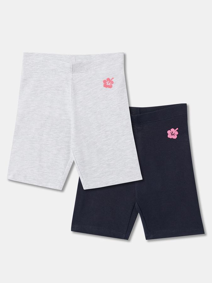 Girls Cotton Blend Slim Fit Elastic Waist Clean Hem Shorts