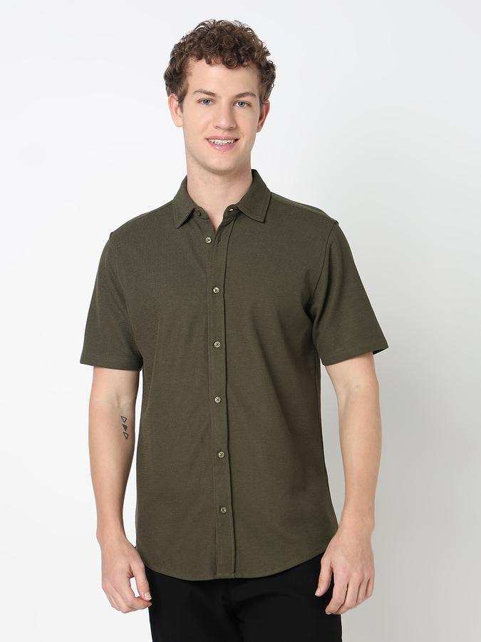 R&B MEN'S YOUNG Short Sleeve KNIT TEXTURE SHIRT image number 1