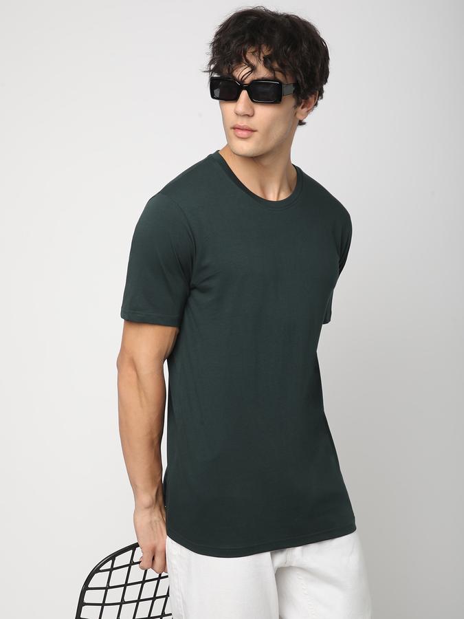 Men Cotton Regular Fit Crew Neck Solid T-shirt