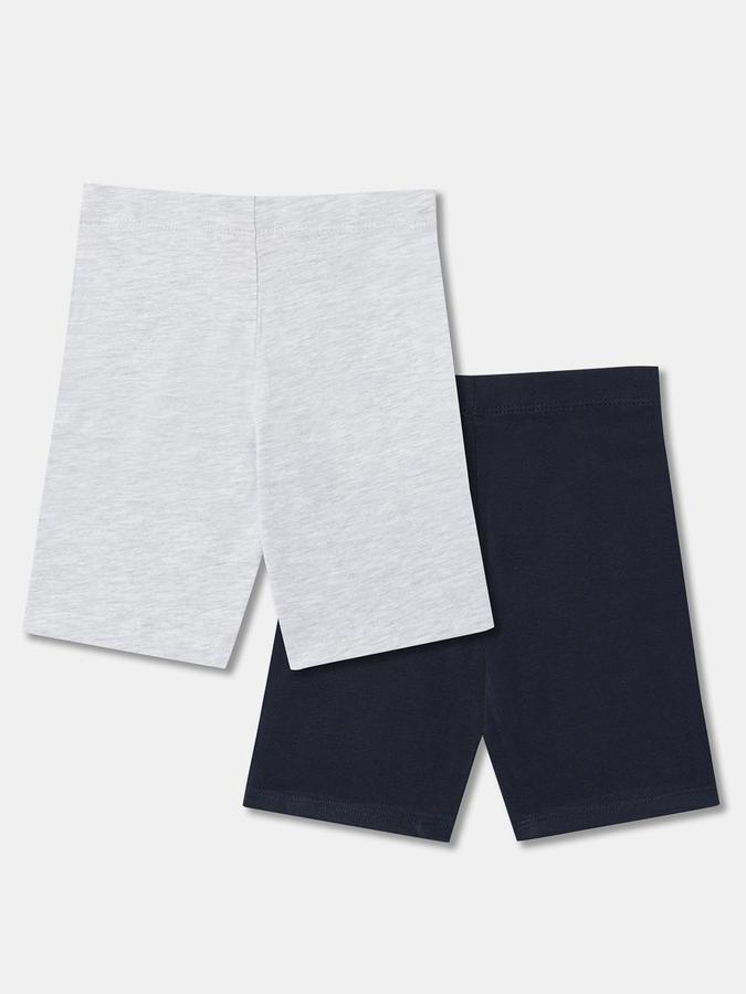 Girls Cotton Blend Slim Fit Elastic Waist Clean Hem Shorts