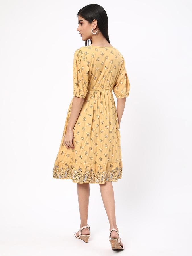 Women Rayon Printed Wrap Ethnic Dress