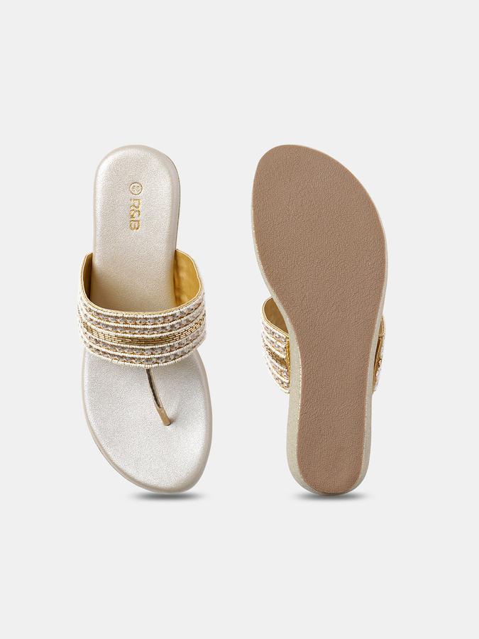 R&B Women Beige Flat Sandals image number 3