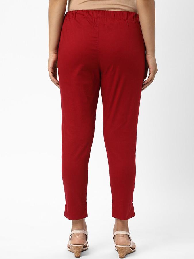 R&B Women Maroon Solid Regular Fit Pants
