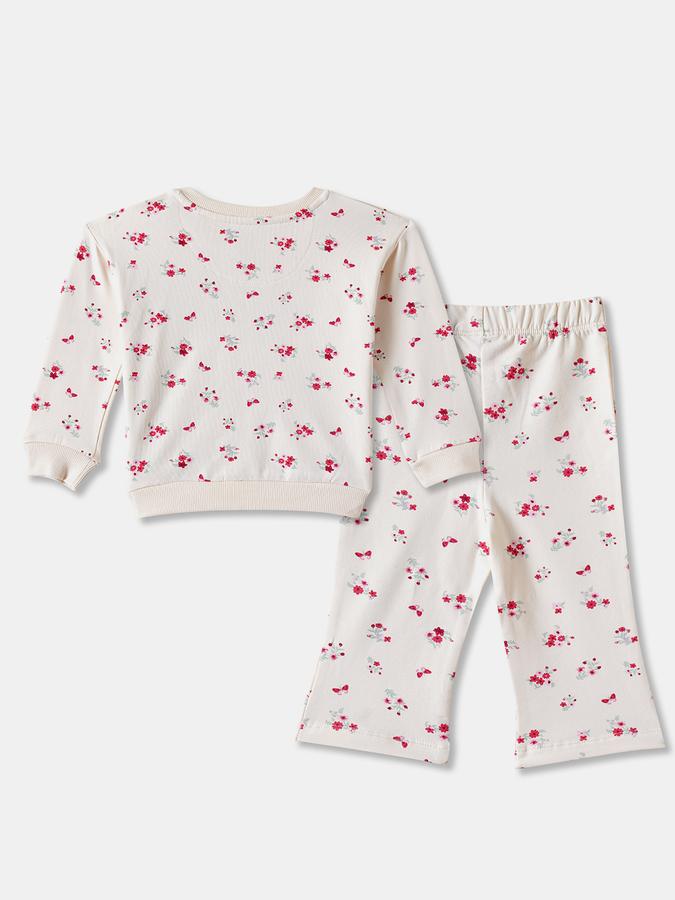 Girls Fleece Floral Sweatshirt And Trousers Set
