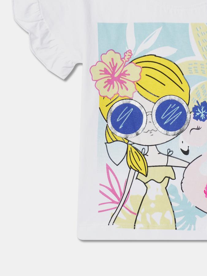 Girls Printed Top with Shoet Sleeves image number 3