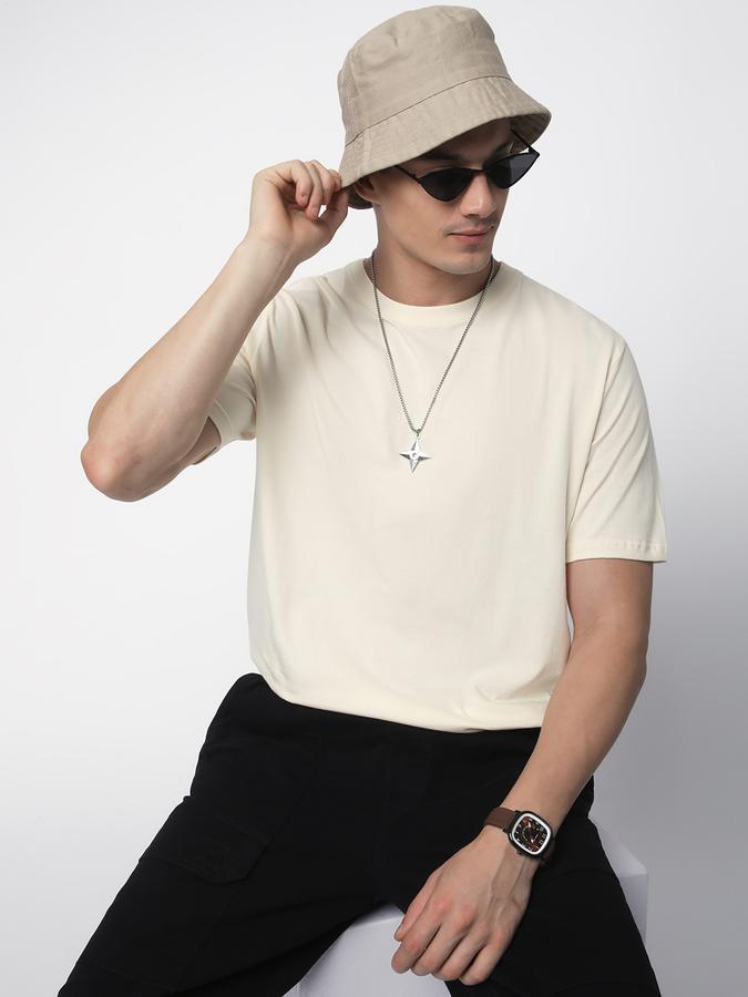 R&B MEN'S Solid T-Shirt with Crew Neck and Short Sleeves