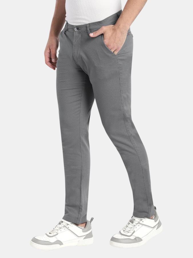 R&B Grey Slim Fit Men Mid Rise Trouser