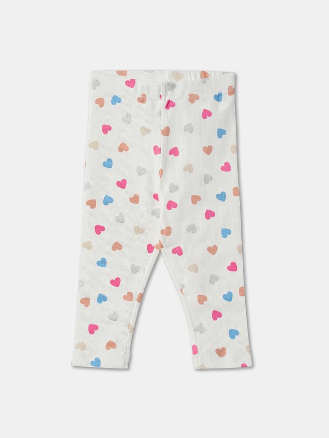 Girls Heart Print Leggings with Elasticated Waist image number 0