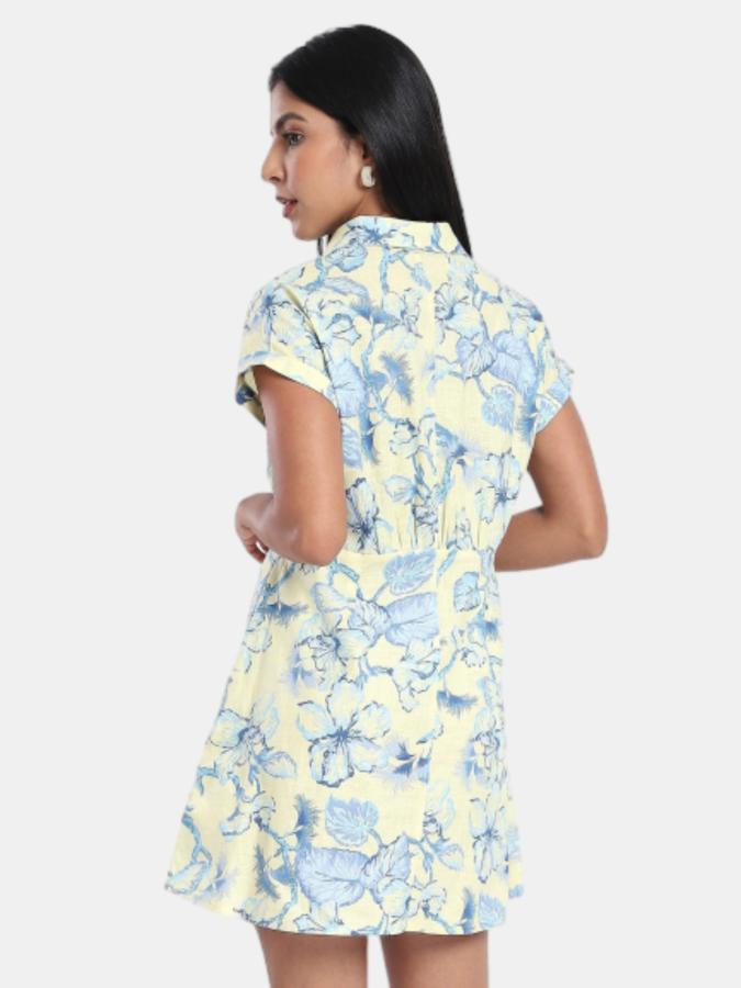 R&B Yellow Regular Fit Printed Women Dress