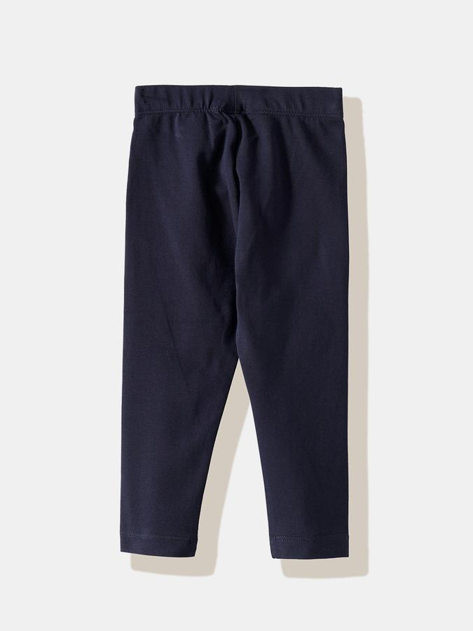 Girls Cotton Fitted Mid Rise Solid Leggings