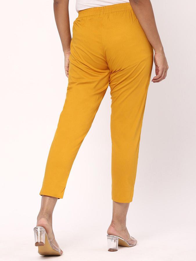 R&B Women Mustard Solid Regular Fit Pants