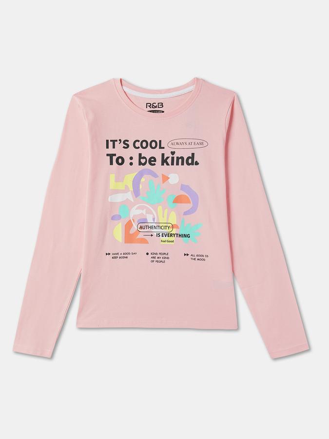 Girls Graphic Print Pure Cotton Regular T Shirt