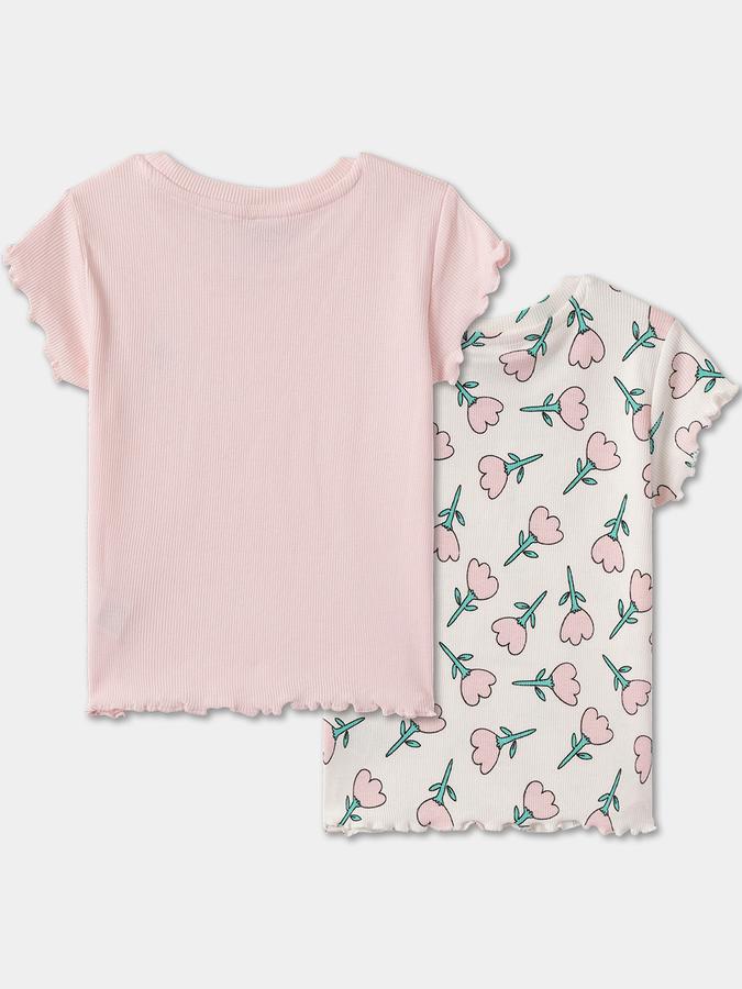 Girls Floral Regular Fit Short Sleeve Crew Neck T-Shirt