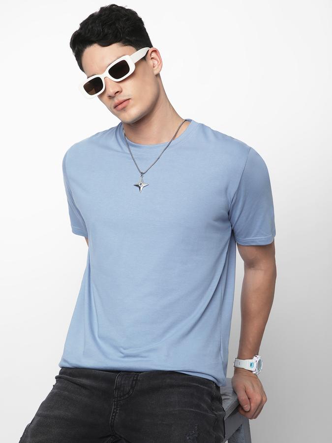 R&B MEN'S Solid T-Shirt with Crew Neck and Short Sleeves