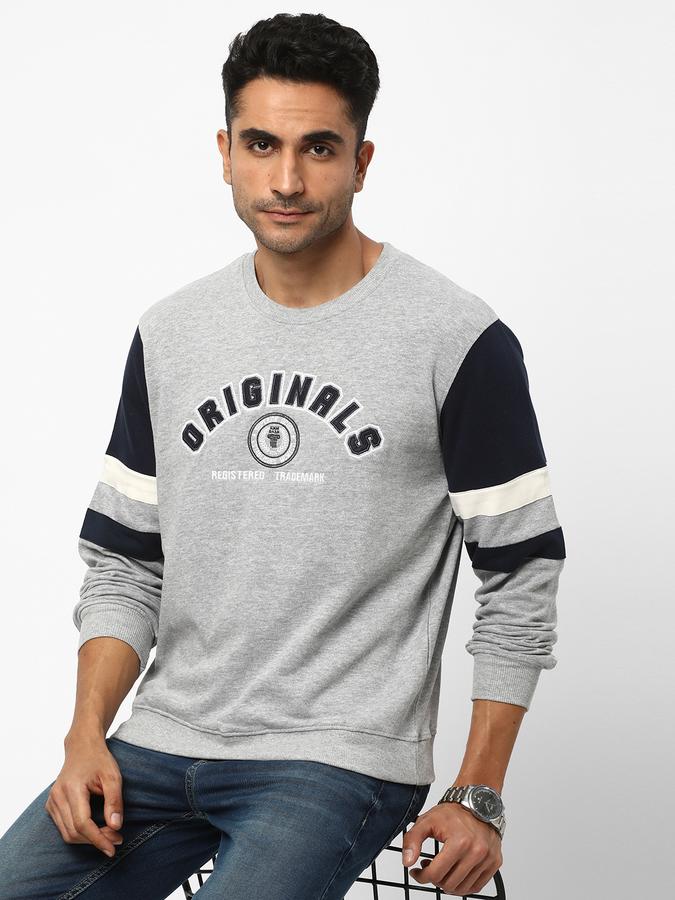 Men Cotton Regular Fit Crew Neck Graphic Sweatshirt