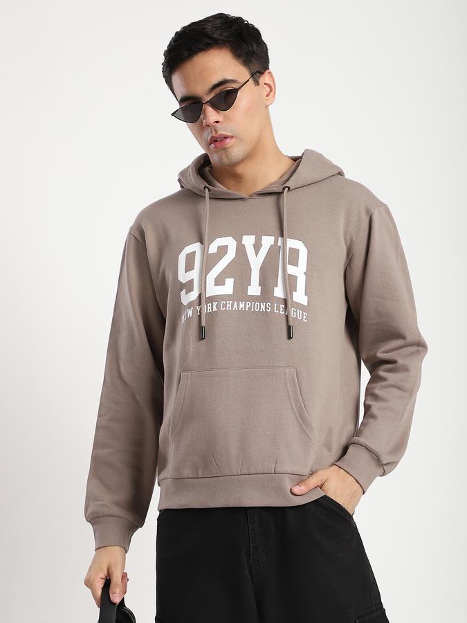 Men Fleece Regular Fit Hooded Graphic Print Sweatshirt