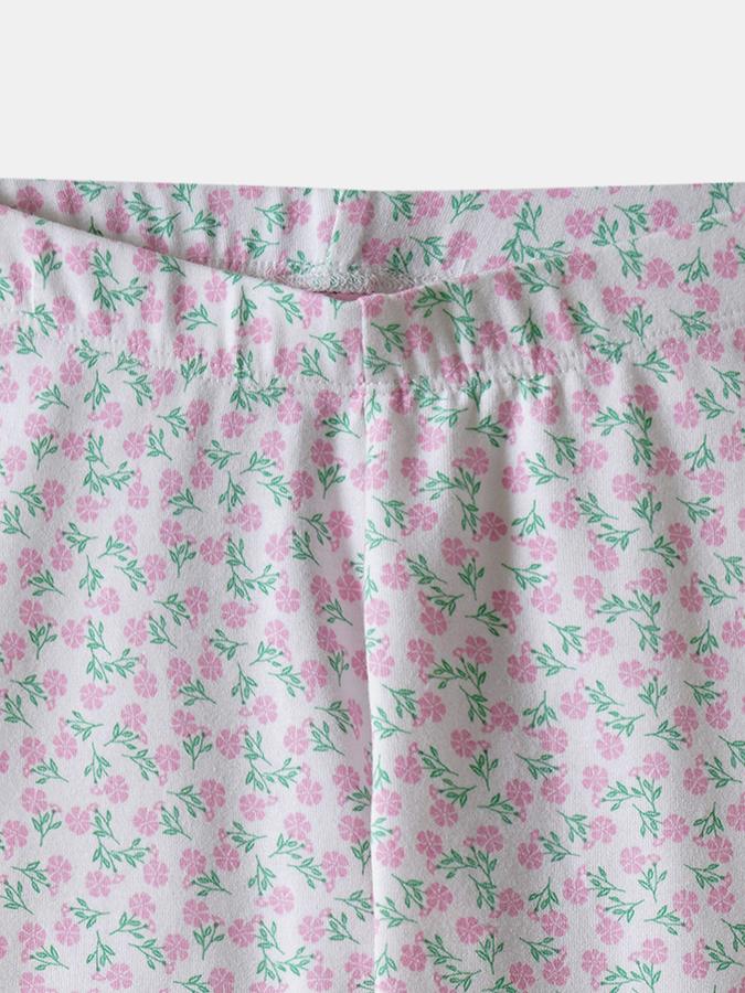 Girls Cotton Blend Skinny Fit Elastic Waist Printed Leggings