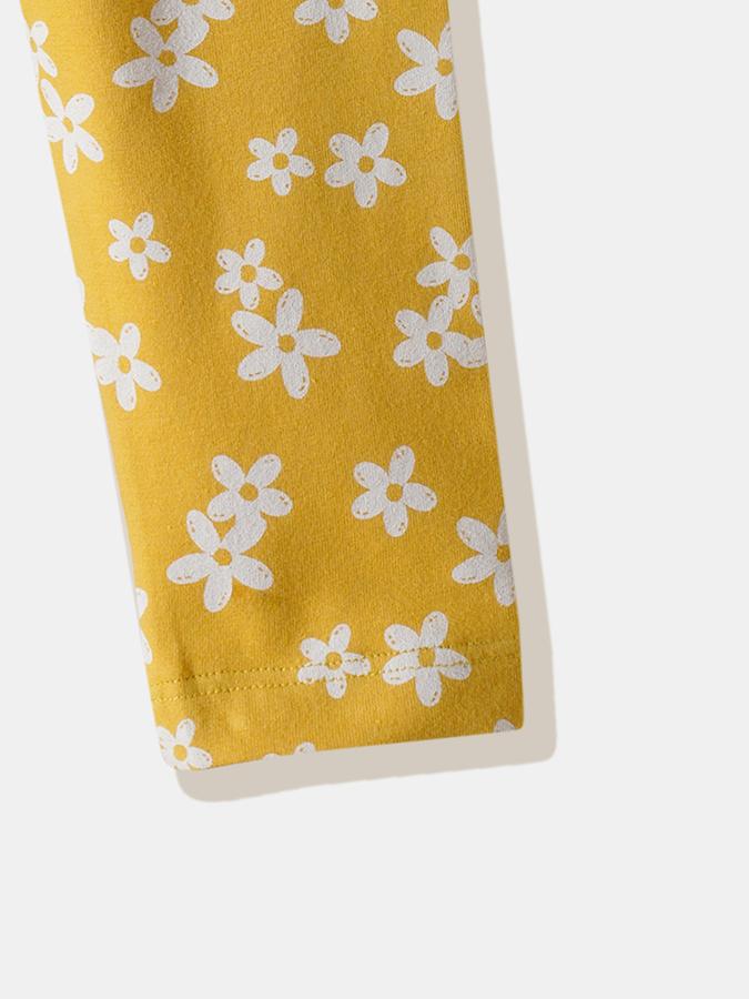 Girls Cotton Blend Skinny Fit Elastic Waist Printed Leggings