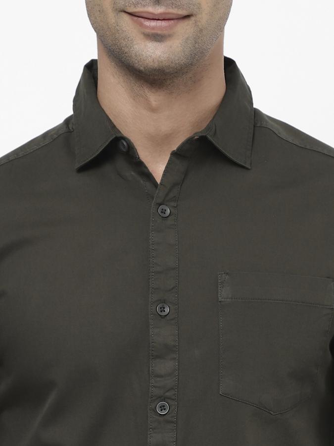 R&B Men Olive Casual Shirts image number 3