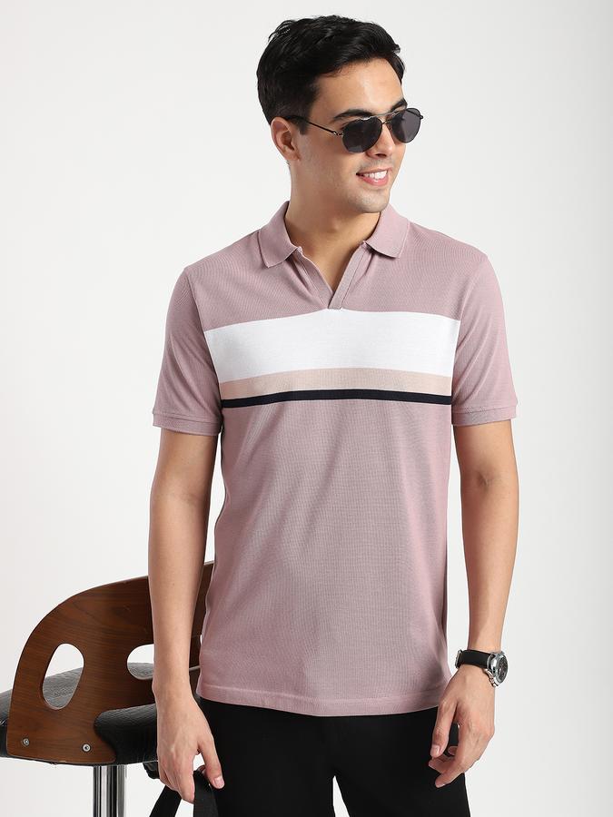 Men Cotton Blend Regular Fit Polo Striped T-shirt
