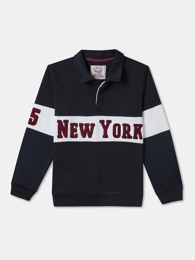 R&B Boys' Navy Colourblocked Sweatshirt
