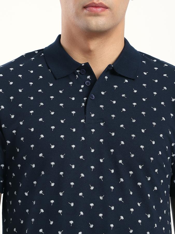 Men Cotton Slim Fit Polo Neck Graphic T-shirt