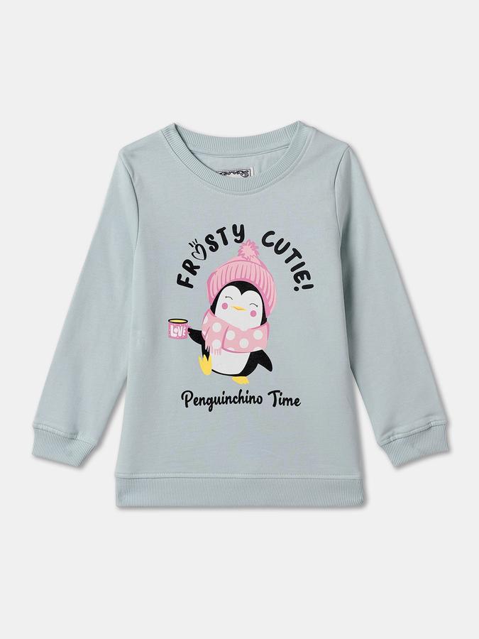 Girls Graphic Regular Fit Full Sleeve Crew Neck SweaT-Shirt