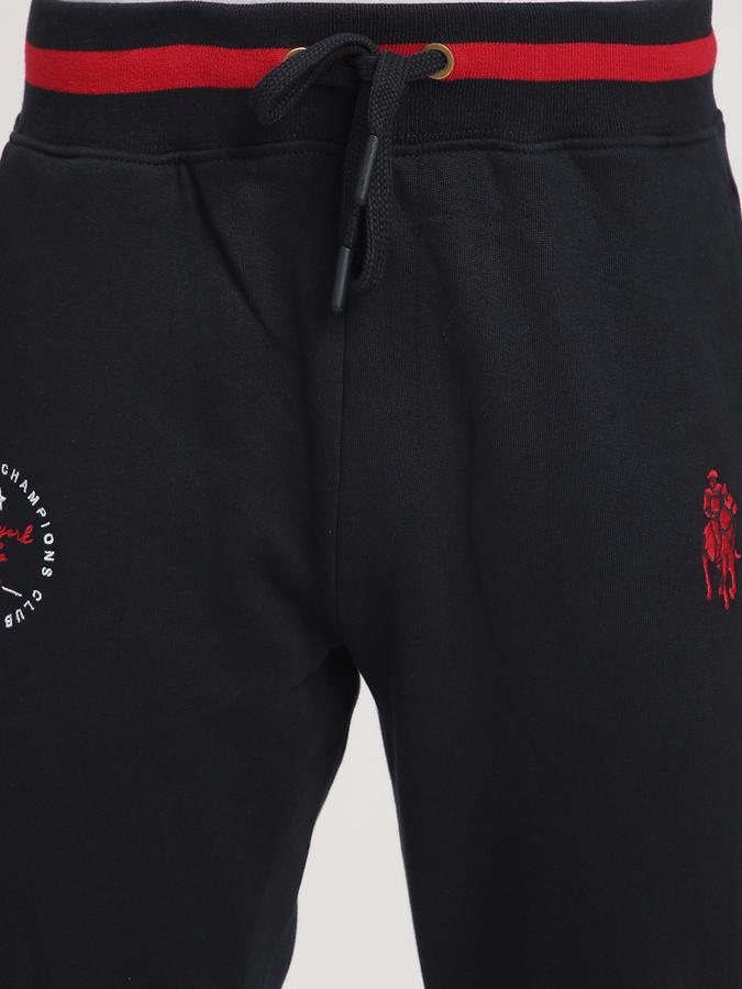 Men Fleece Tapered Fit Drawstring Waist Cuffed Hem Trackpants