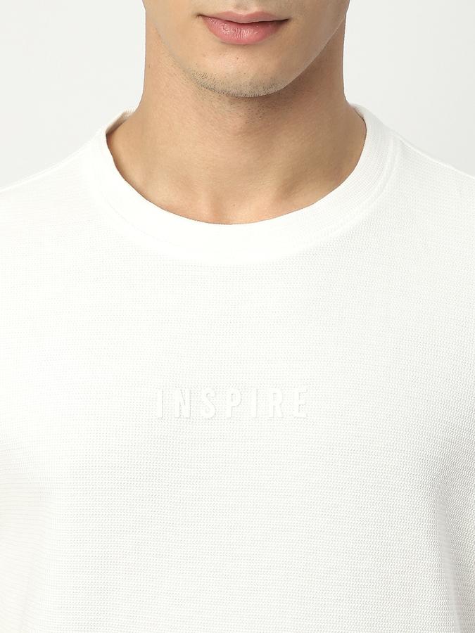 Men Cotton Regular Fit Crew Neck Textured T-shirt