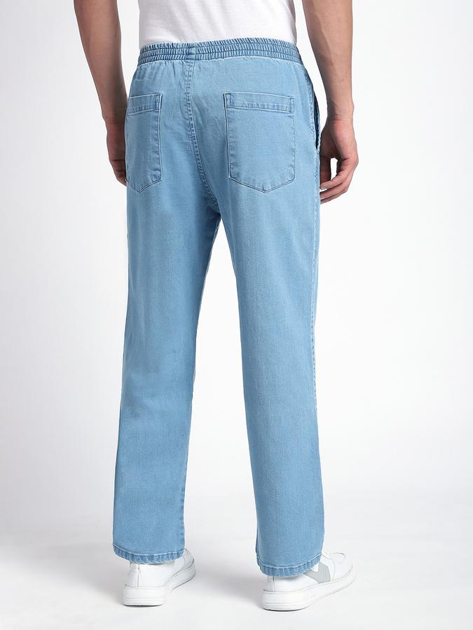 Men Cotton Blend Relaxed Fit Elastic Waist Solid Pants
