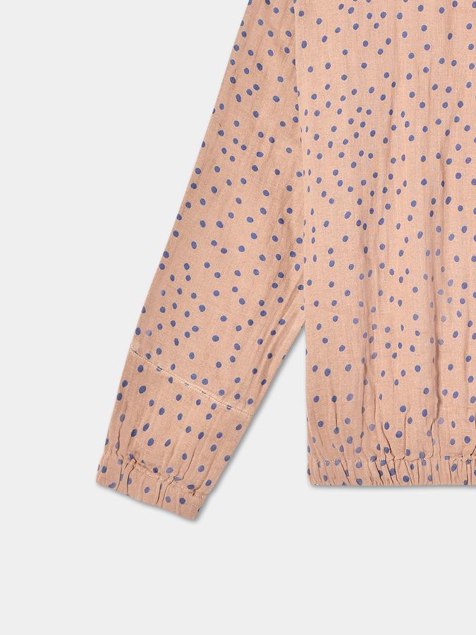 Girls Rayon Regular Fit Crew Neck Long Sleeve Polka Dot Top