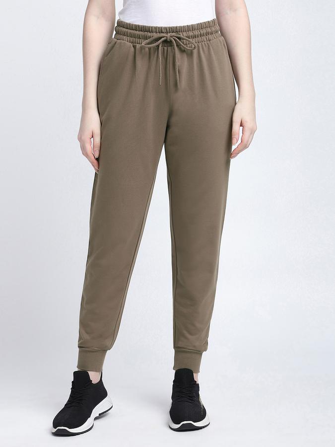 Women Cotton Regular Fit Drawstring Waist Solid Trackpants