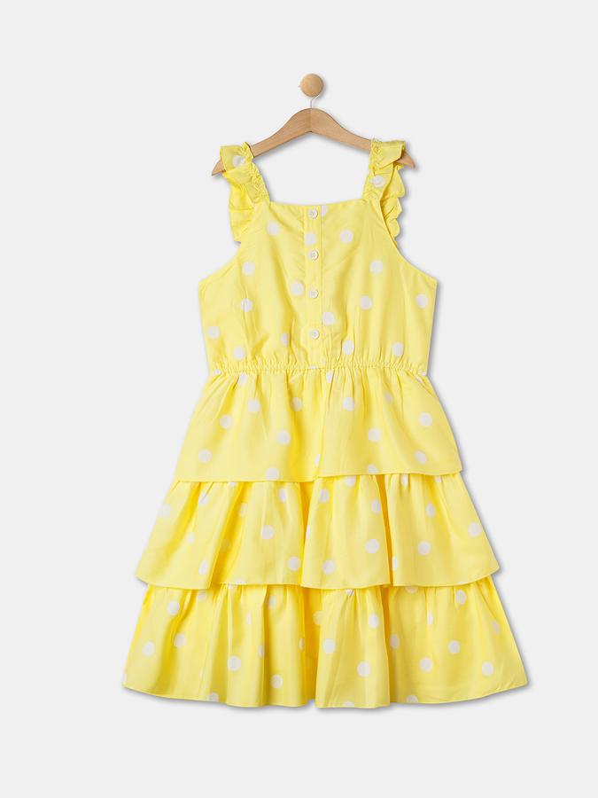 Girls Viscose Regular Fit Square Neck Tiered Dress