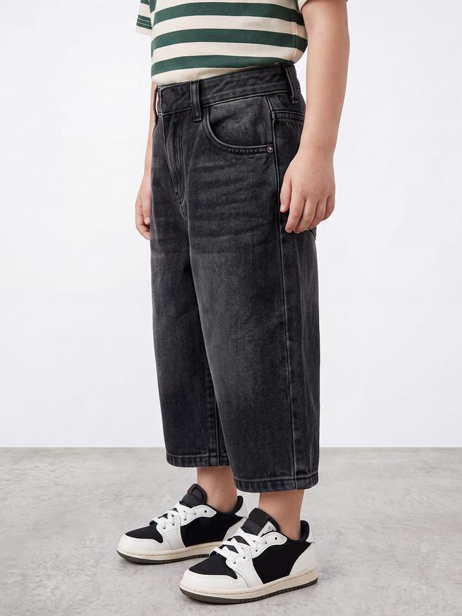 R&B Boys Black Relaxed Fit Mid-Rise Denim Jeans