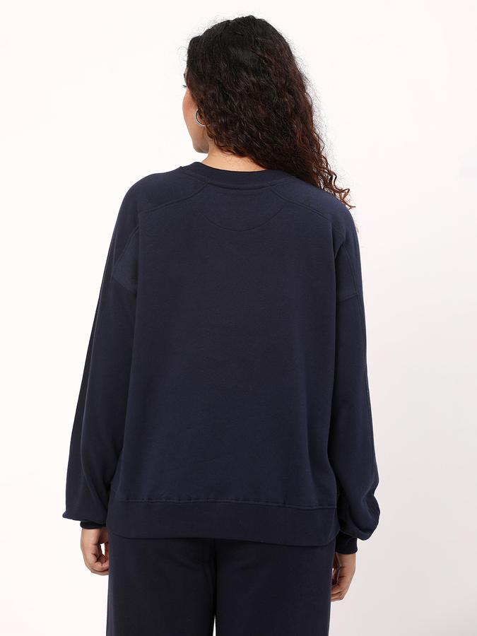 Women Cotton Blend Regular Fit Round Neck Graphic Sweatshirt