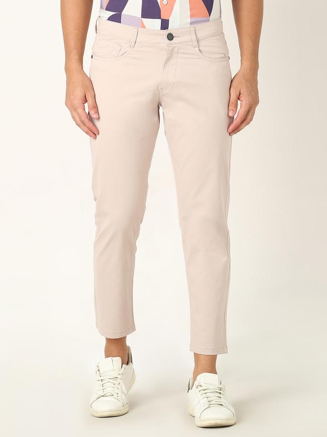 Men Slim Fit Flat-Front Trousers image number 0