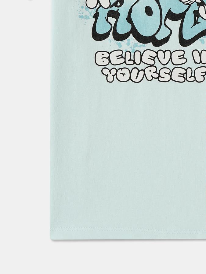 Printed T-Shirt with Crew Neck and Short Sleeves image number 3