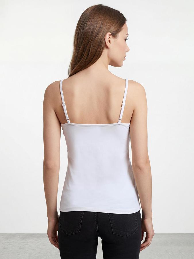 R&B Womens Ivory Solid Spaghetti Straps Camisole