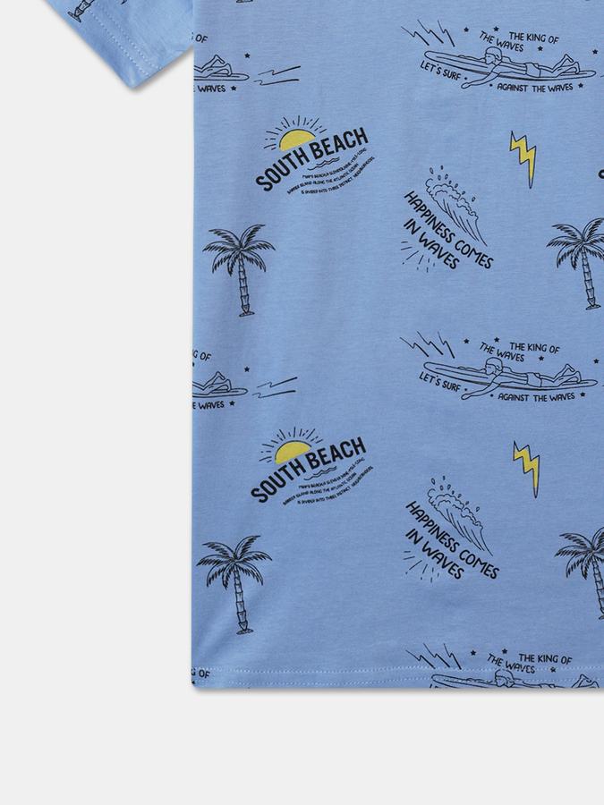 Boys Printed Relaxed Fit Crew-Neck T-Shirt image number 3