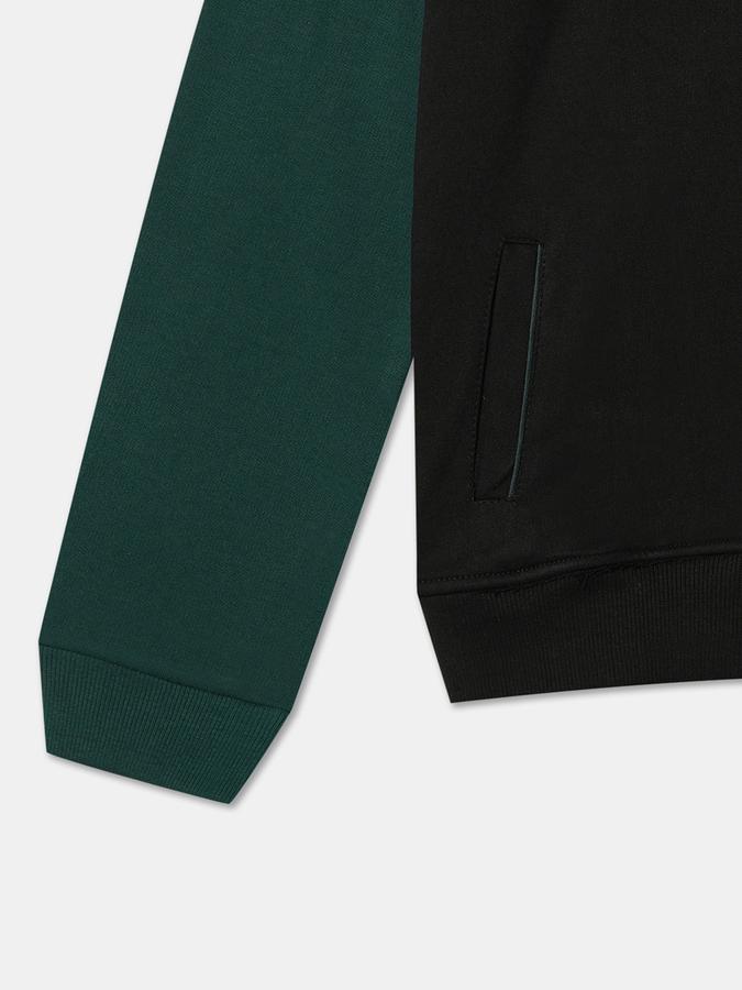 Boys Cotton Regular Fit Hooded Colour Block Hoodie