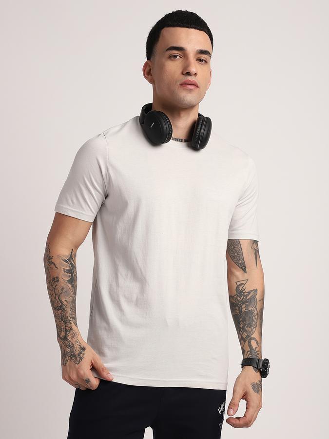 Men Cotton Regular Fit Crew Neck Solid T-shirt